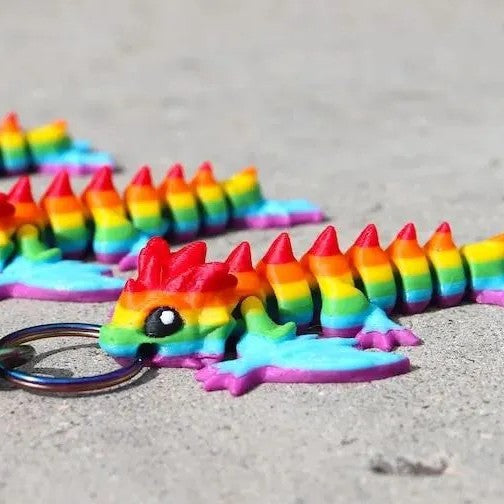 Rainbow dragon keychain articulated keychain pendant, toy school bag, car small hanger