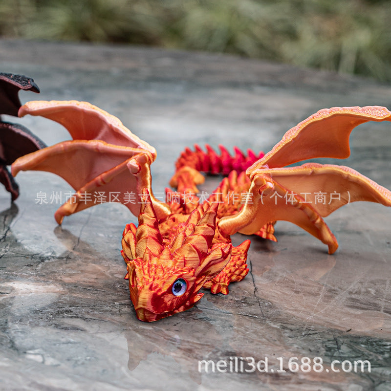 Print Flying Dragon Wings Decoration Toys Joint Handicraft Simulation Hand-Made Creative Gift Movable