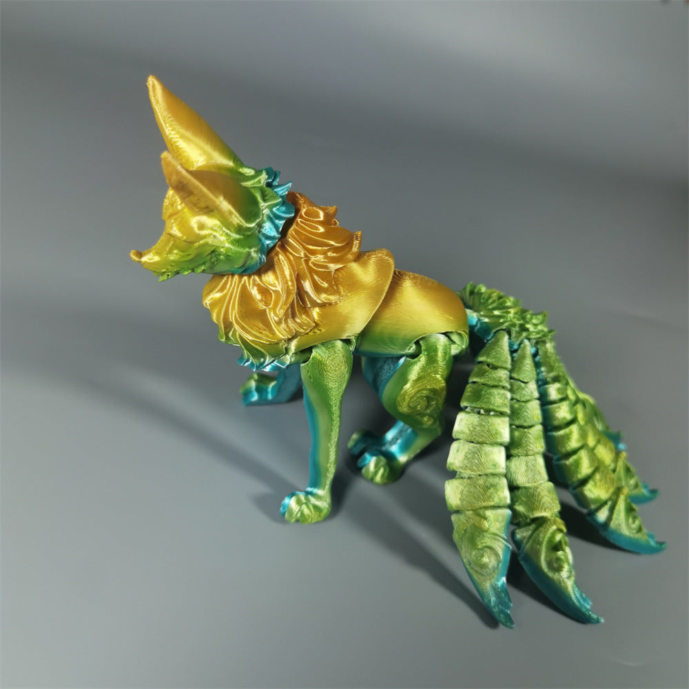 3D Printed Nine-Tailed Fox Toy Decoration Halloween Fox Animal Bedroom Study Doll Christmas Gift