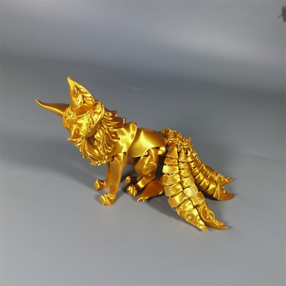 3D Printed Nine-Tailed Fox Toy Decoration Halloween Fox Animal Bedroom Study Doll Christmas Gift