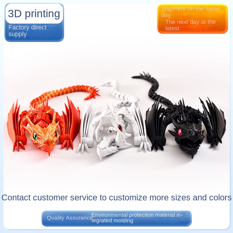 3D Printing Ornaments Dragon Toy Movable Joint Flexible Finger-Biting Dragon Hot Selling Cross-Border Printing Dragon Ornaments Printing Toys