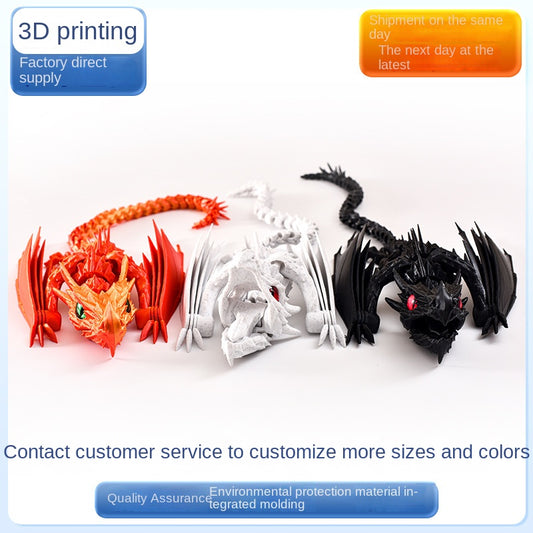 3D Printing Ornaments Dragon Toy Movable Joint Flexible Finger-Biting Dragon Hot Selling Cross-Border Printing Dragon Ornaments Printing Toys