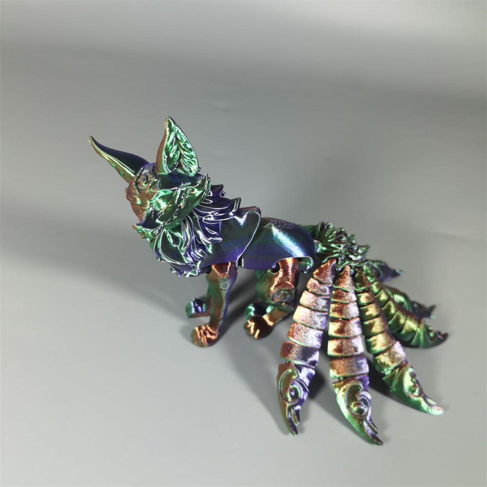 3D Printed Nine-Tailed Fox Toy Decoration Halloween Fox Animal Bedroom Study Doll Christmas Gift