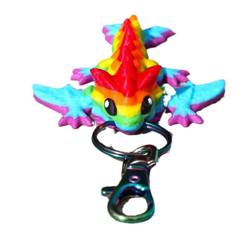 Rainbow dragon keychain articulated keychain pendant, toy school bag, car small hanger