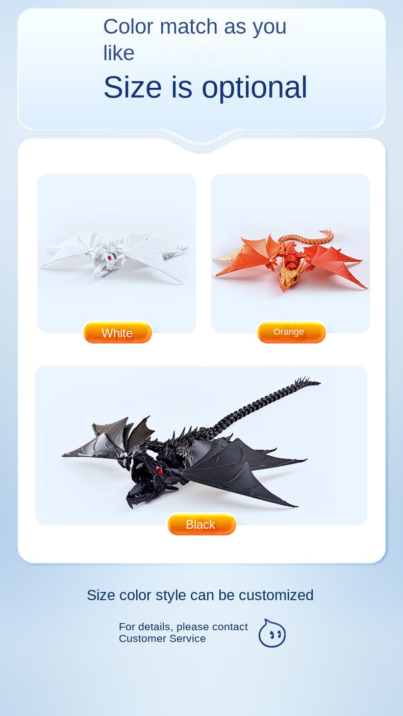 3D Printing Ornaments Dragon Toy Movable Joint Flexible Finger-Biting Dragon Hot Selling Cross-Border Printing Dragon Ornaments Printing Toys