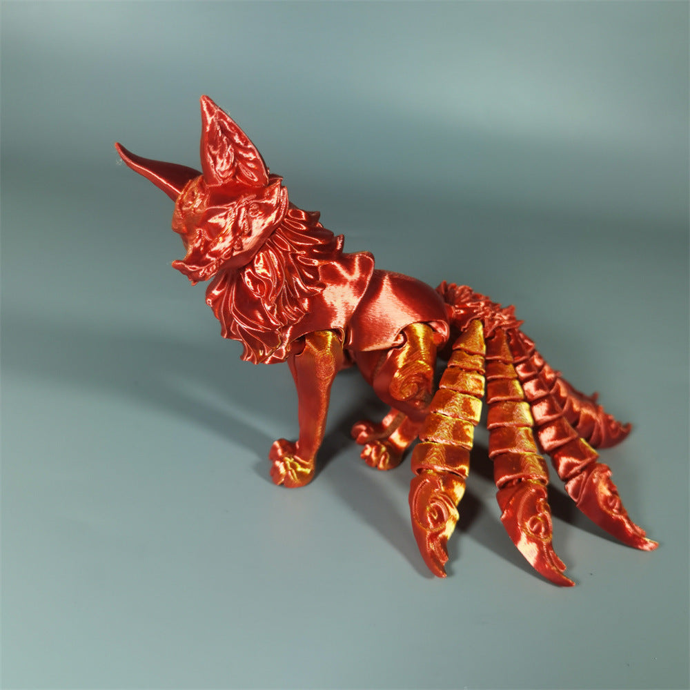 3D Printed Nine-Tailed Fox Toy Decoration Halloween Fox Animal Bedroom Study Doll Christmas Gift