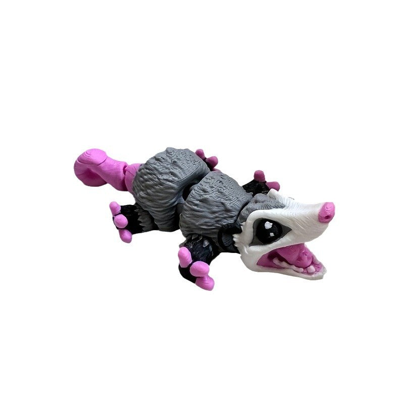 3D Printing Possum Statue Joint Movable Keychain Desktop Pet Toy Decoration