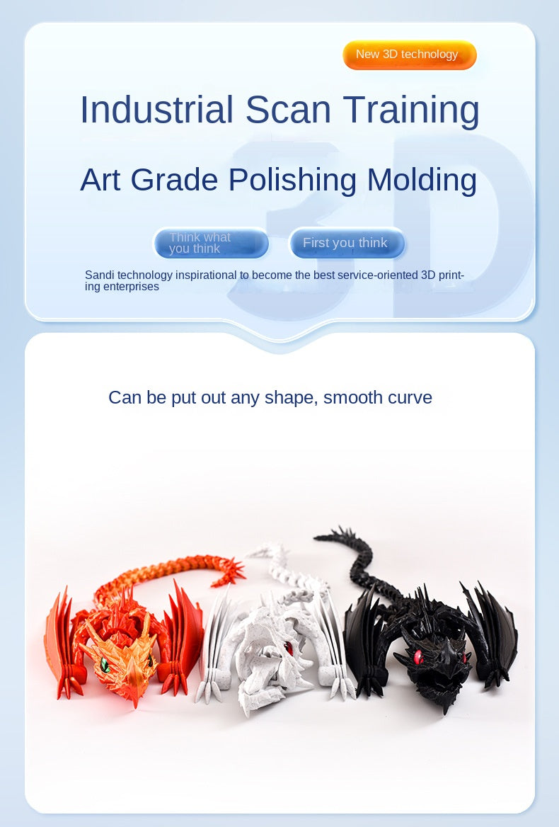 3D Printing Ornaments Dragon Toy Movable Joint Flexible Finger-Biting Dragon Hot Selling Cross-Border Printing Dragon Ornaments Printing Toys